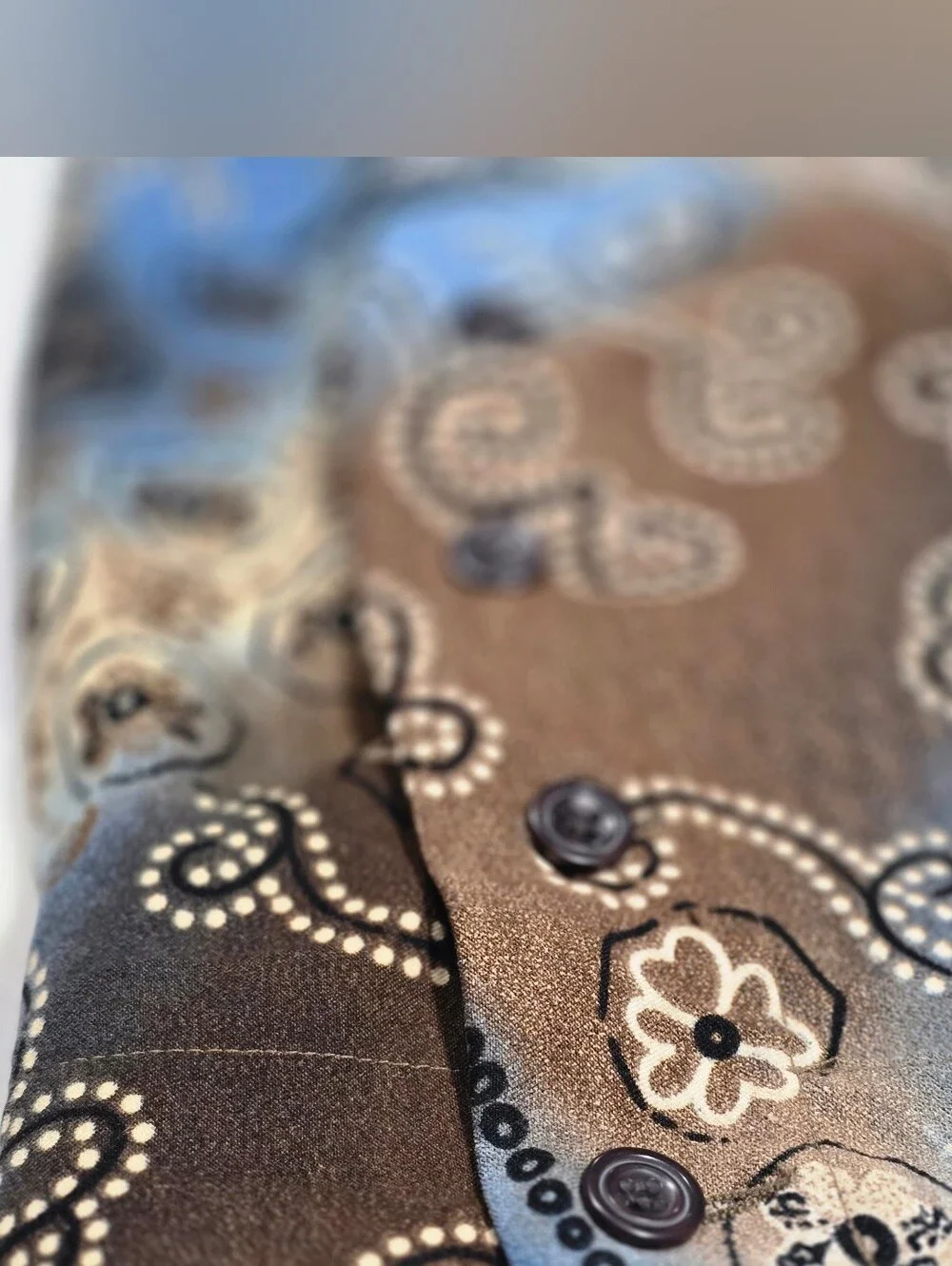 CJ Banks Size 24 Blue & Tan Decorative Paisley Long Skirt - Prairie Cottagecore